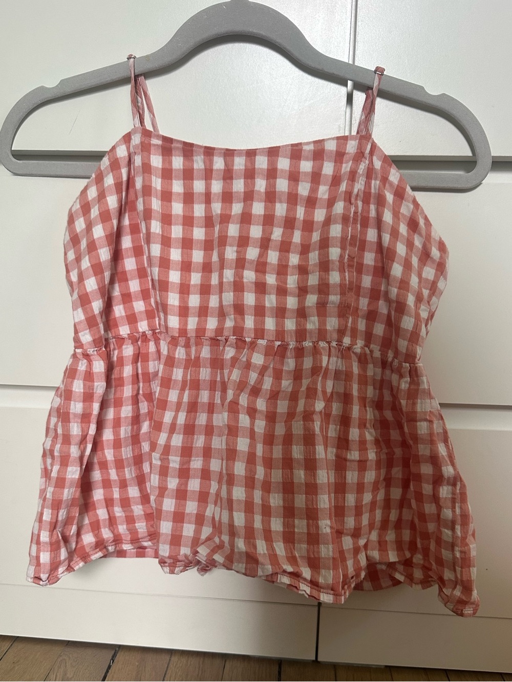 wild fable Pink & White Gingham Smocked Spaghetti Strap Top